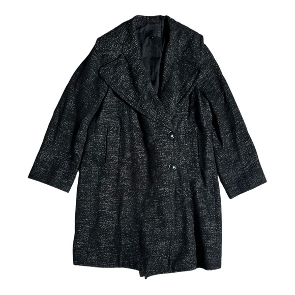 Nili Lotan Wool Blend Tweed PeaCoat Heather Black - Picture 3 of 6